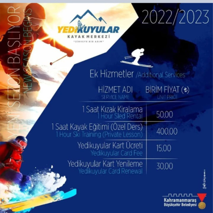 7 kuyular kayak merkezi 2023 fiyat tarifesi! 