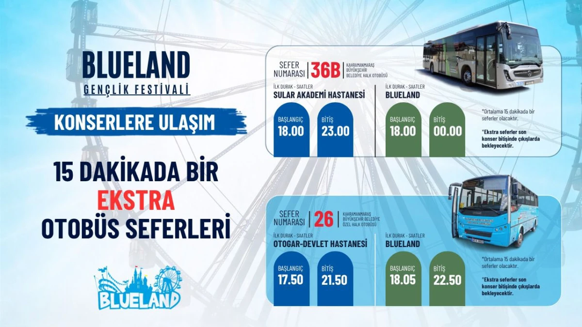 BLUELAND GEN&Ccedil;LİK FESTİVALİ İ&Ccedil;İN OTOB&Uuml;S SEFERLERİ ARTIRILDI