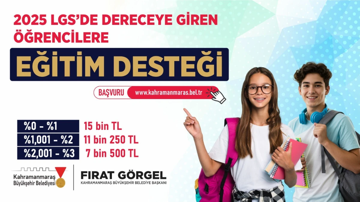  LGS&rsquo;de Dereceye Girenlere Eğitim Desteği